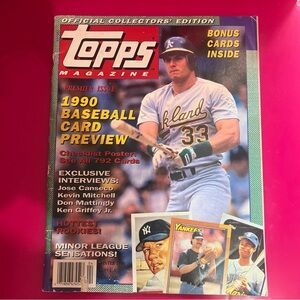 Topps Magazine Premier Issue Winter 1990 Jose Canseco Oakland A's BASEBALL MLB